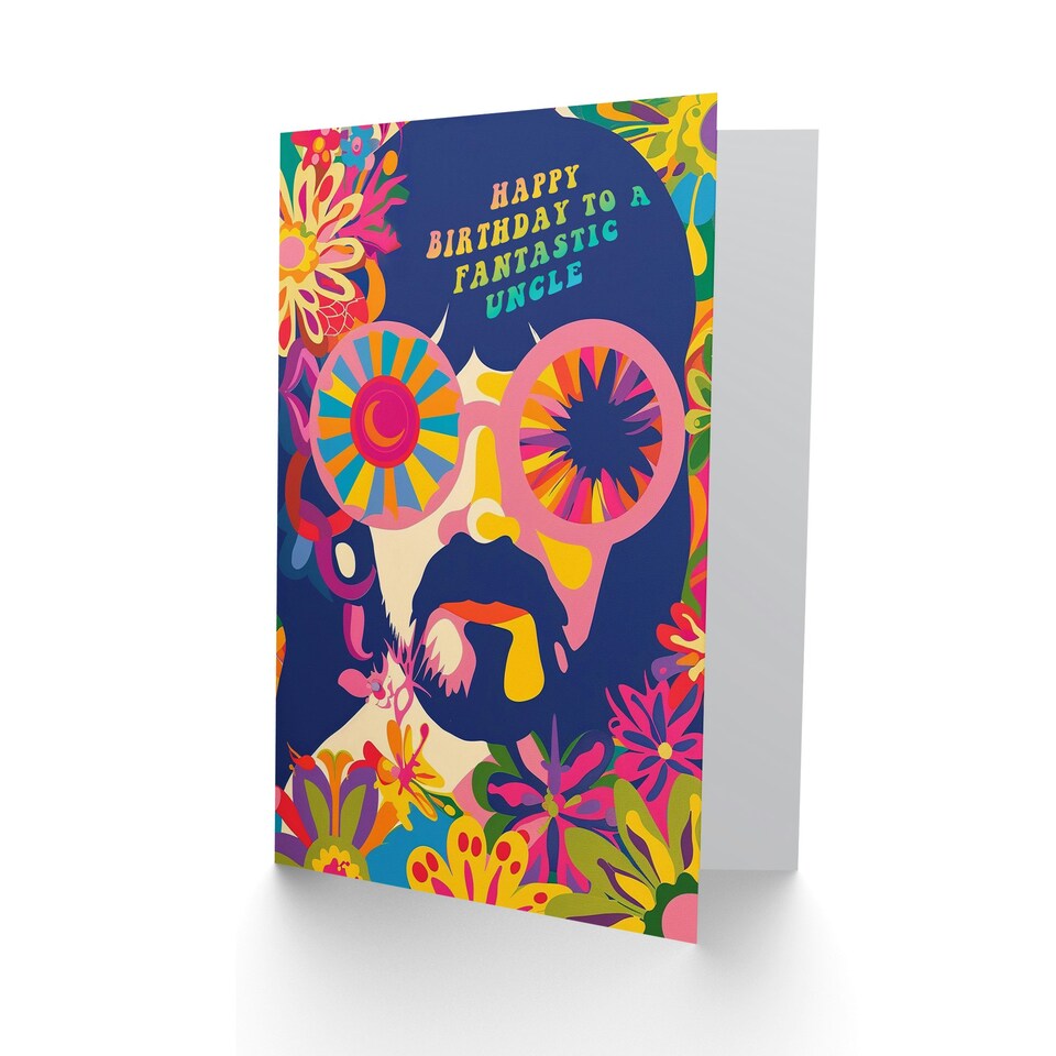 image 1 of Fantastic Hippy Flower Power Hippie 1960S Uncle Birthday Card