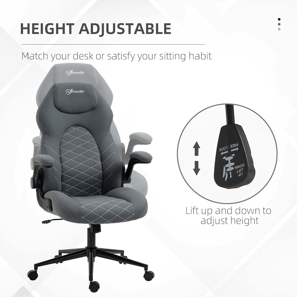 image 1 of Vinsetto High-Back Home Office Chair w/ Flip Up Armrests Swivel Seat Dark Grey