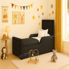 Grey 3ft Single Plush Bed Studded Bed Frame