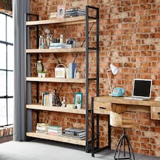 Metro Industrial Large Open Bookcase Brown