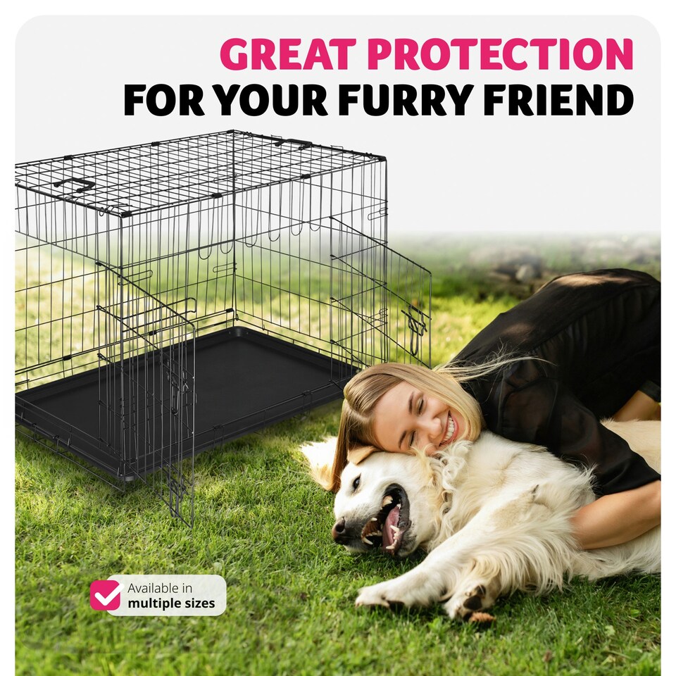 image 1 of Dog Crate Luna - foldable, robust steel mesh, double locked doors - 59.5x91.5x64cm