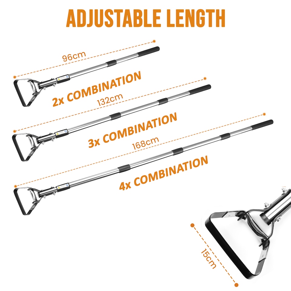 image 1 of 2 in 1 Garden Long Handle Thatch Rake/Oscillating Stirrup Hoe Weeder Lawn Rake