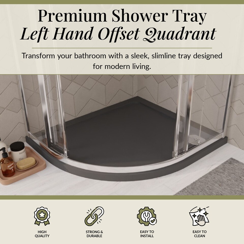 image 1 of Balterley Premium Shower Tray - Left Hand Offset Quadrant | Grey | Grey Slate | 1