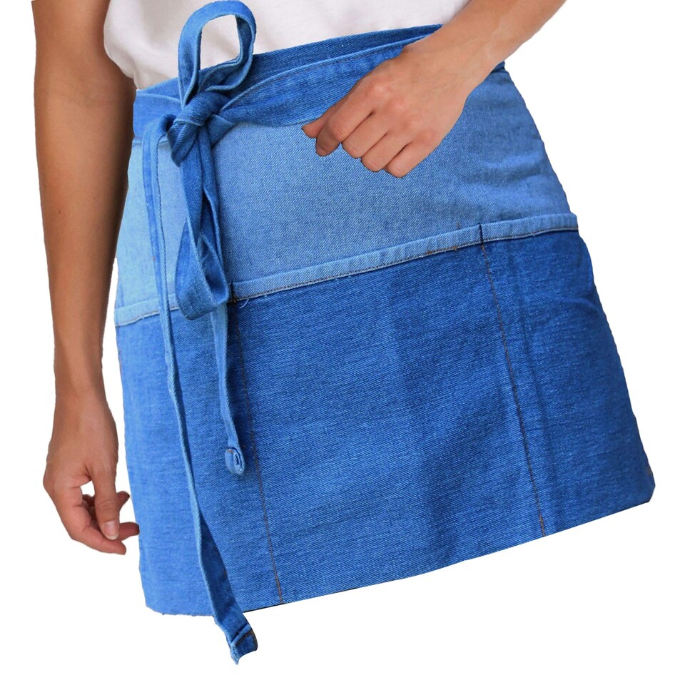 image 1 of Dennys Unisex Adult Heavyweight Money Pocket Short Apron - Blue - One Size
