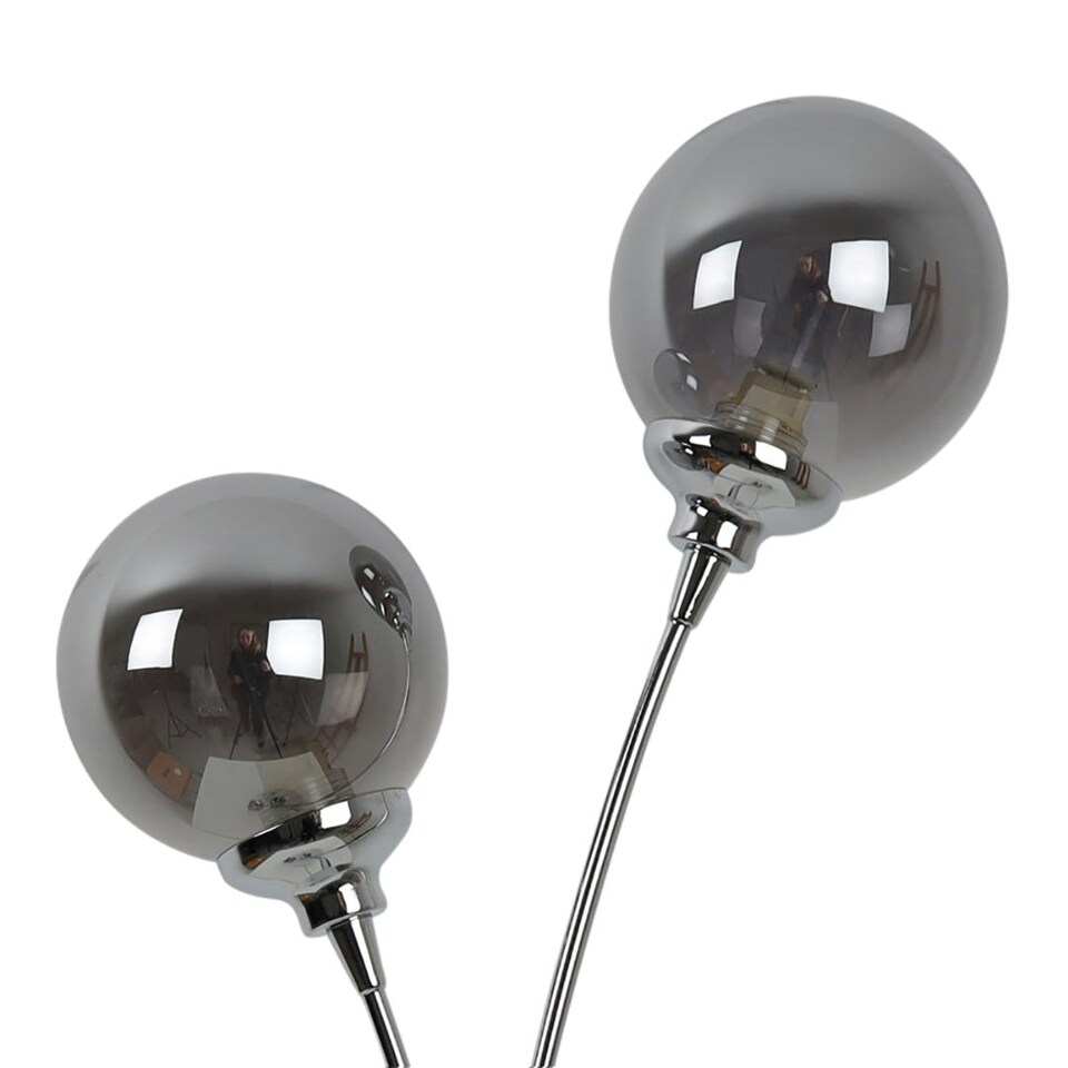 image 1 of Bungo 2 Light Polished Chrome & Smoked Glass Table Lamp