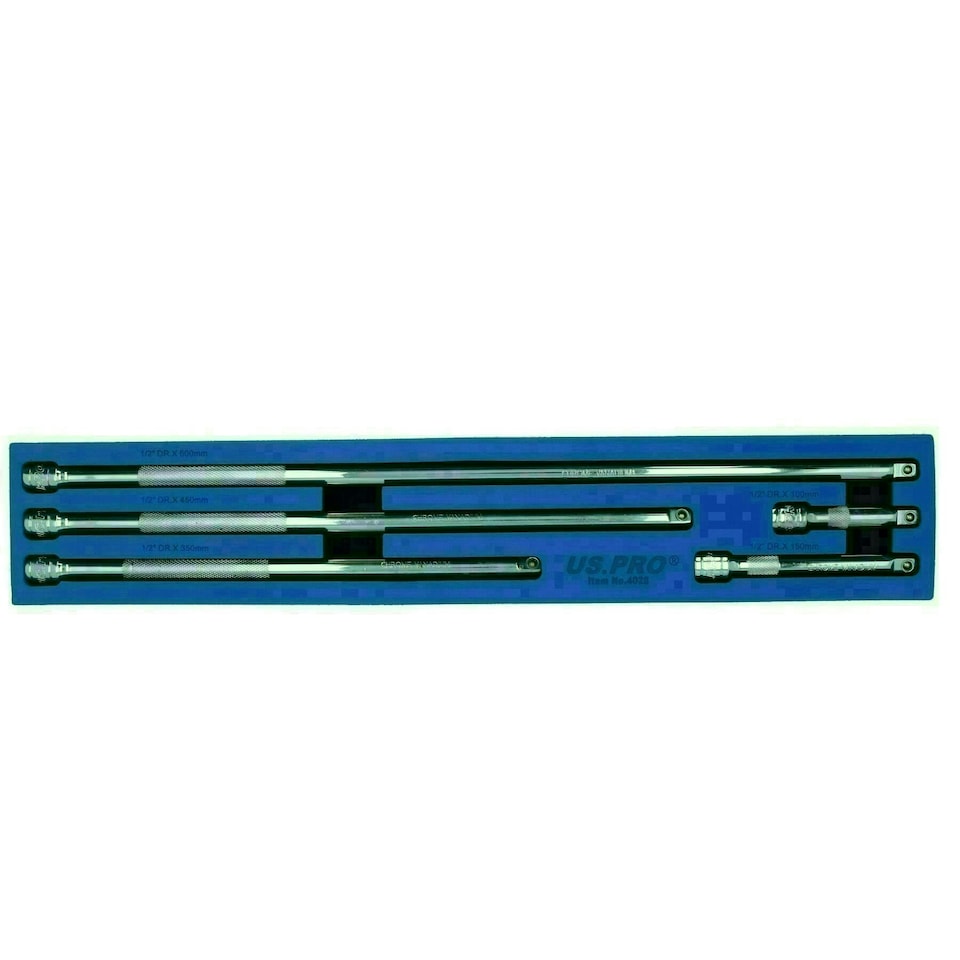 image 1 of 1/2" Drive Straight Extension Bar Set Extra Long 100mm - 600mm 5pc Set