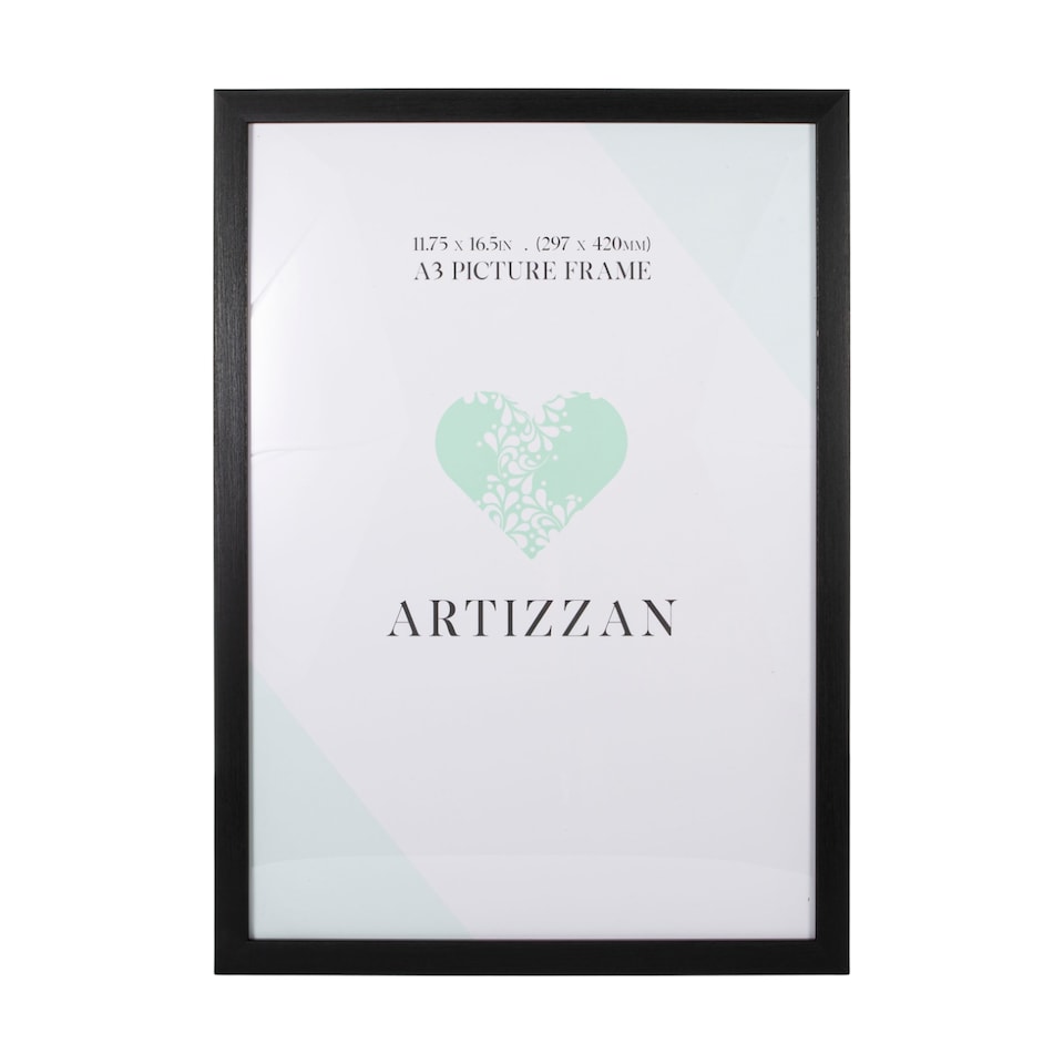 image 1 of Modern and Stylish Black Veneer Wood Effect A3 Plastic Frame for Wall Hanging | Black | L