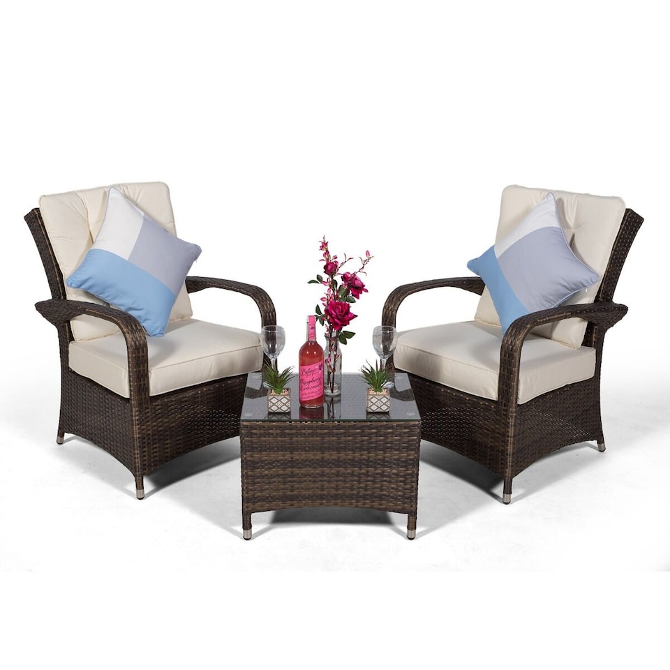 image 1 of Giardino Arizona 2 Seat Garden Lounge Chair Set | Brown | Brown