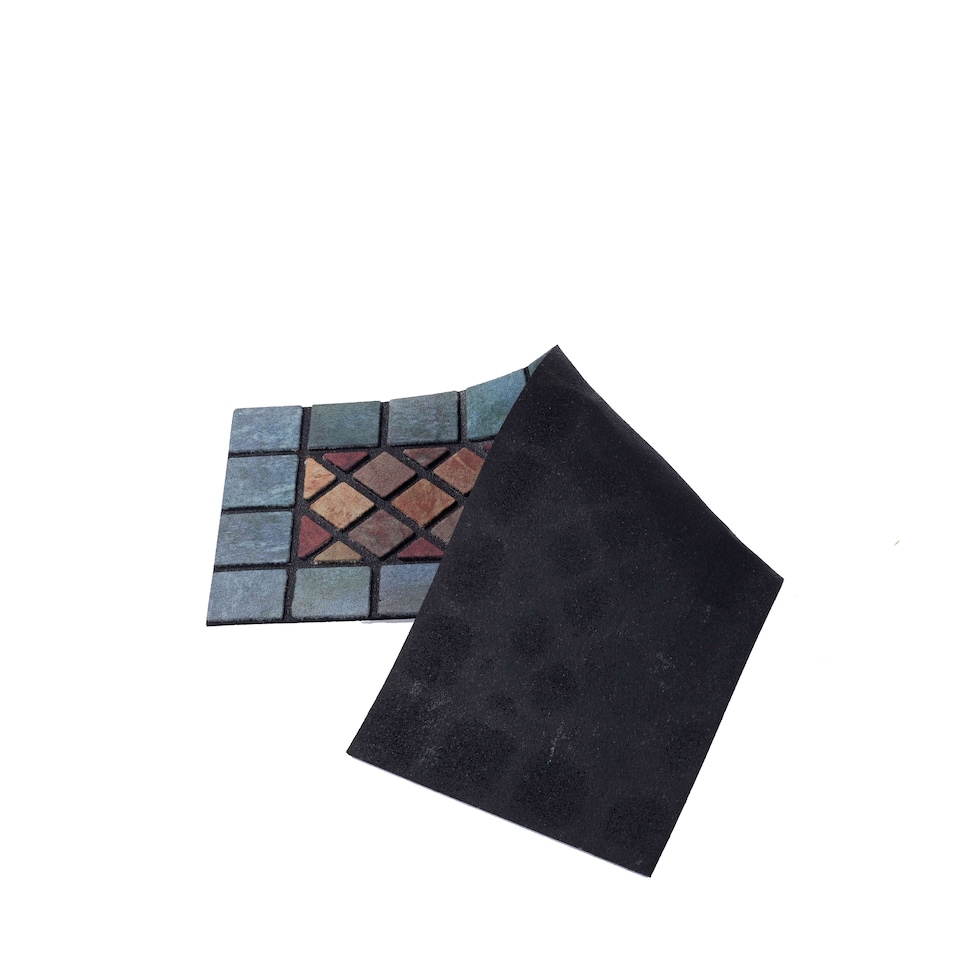 image 1 of Nicoman Rubber Elegant Blue Tile Narrow Doormat - 75x25cm