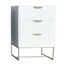 3 Drawer Bedside Table - Wood - L24 x W30 x H64 cm - White