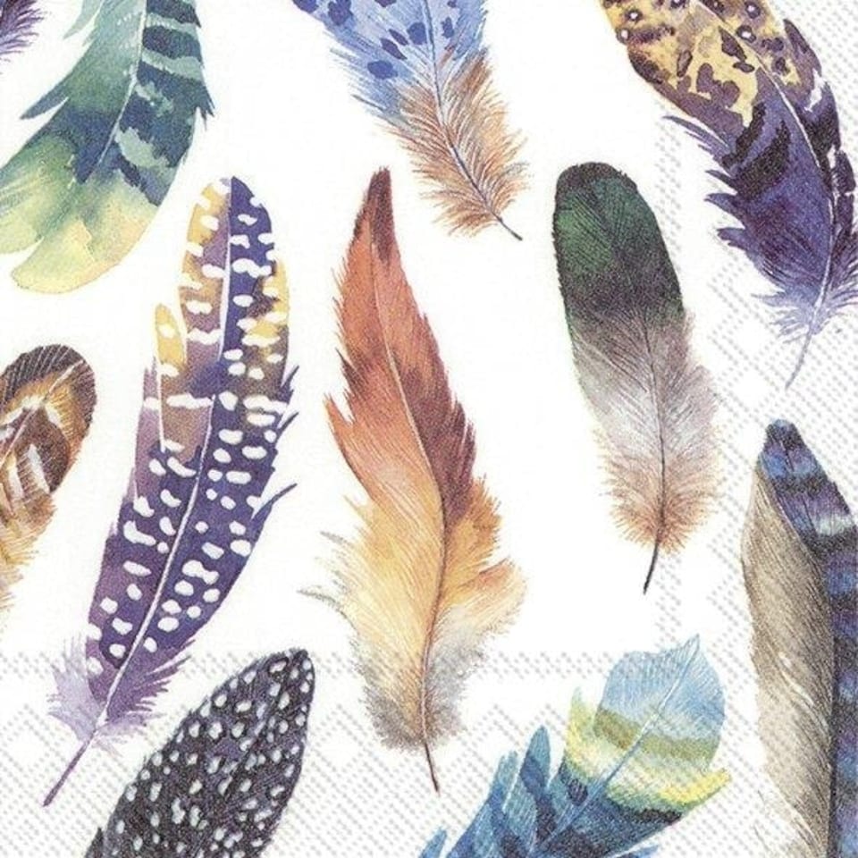 IHR  Modern Feathers Cocktail Napkins 25cm 3ply  20 Pack