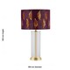 image 5 of Aura - Satin Brass Table Lamp with Burgundy Fern Cut Out Shade