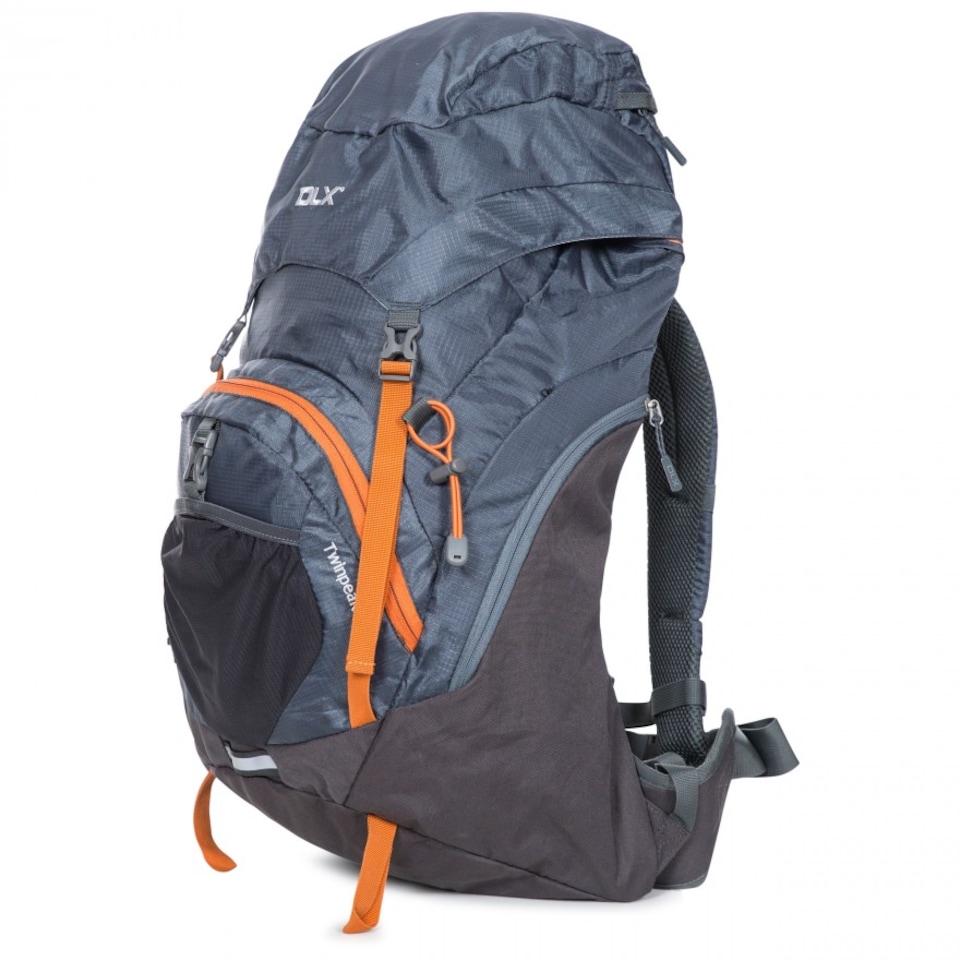 image 1 of Trespass Twinpeak 45 Litre DLX Hiking Rucksack/Backpack | Grey | Flint | 1