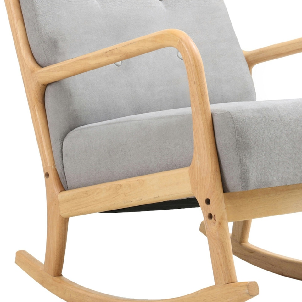 image 1 of Living and Home Contemporary Linen Buttoned Rocking Chair