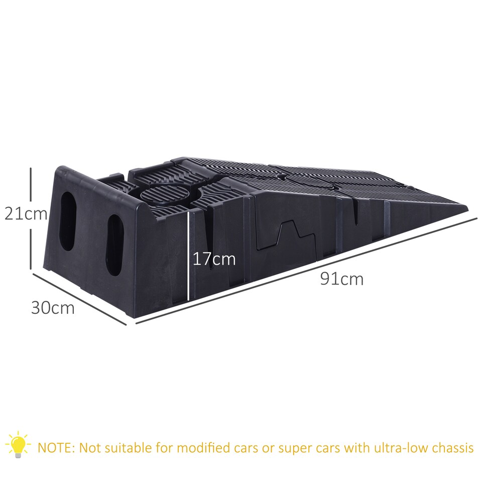 image 1 of DURHAND 2 Pieces Car Ramps Heavy Duty 2.5 Ton Motorhome Levelling Ramps, Plastic Garage Workshop Car Lift, Portable Automotive Vehicle Campervan Car Ramp, Black