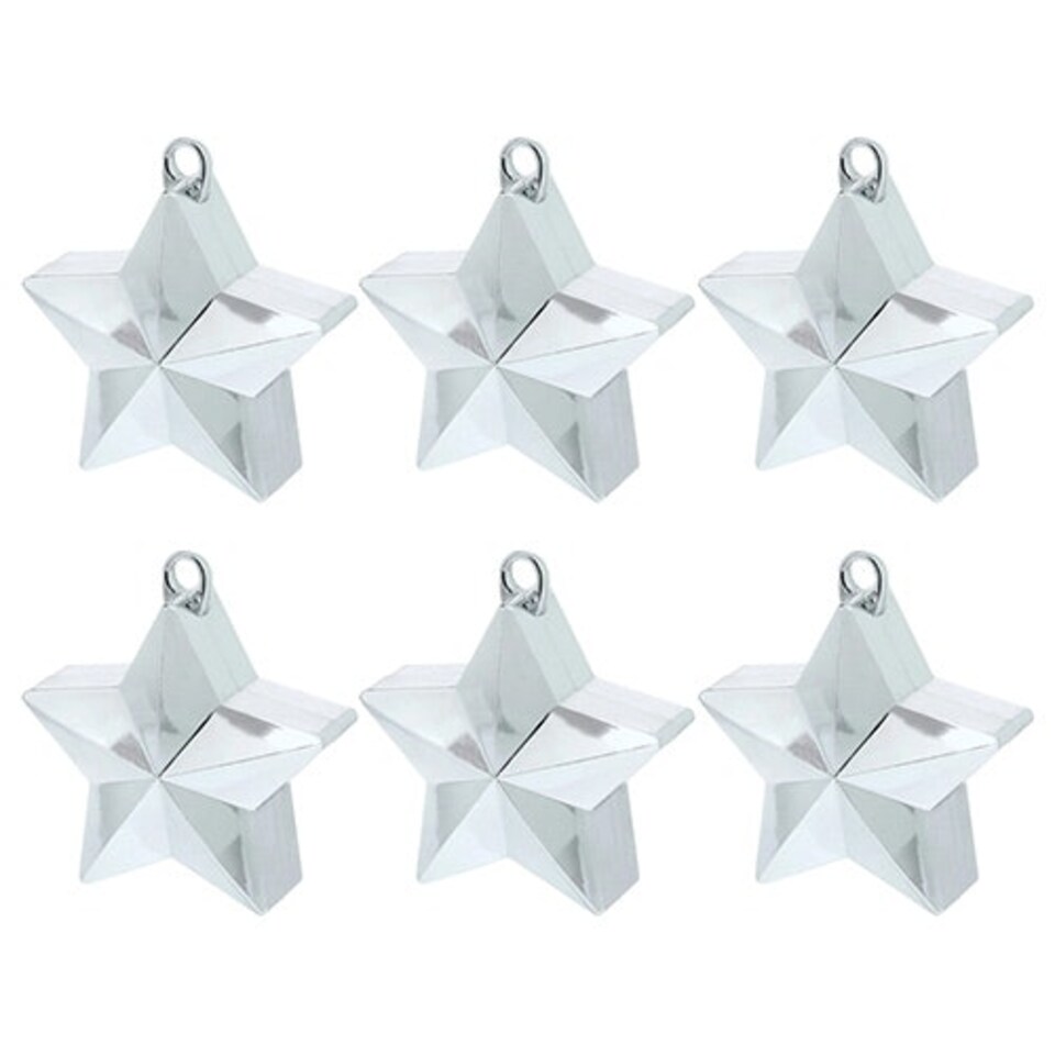 Silver Star Balloon Weights - Pack of 6