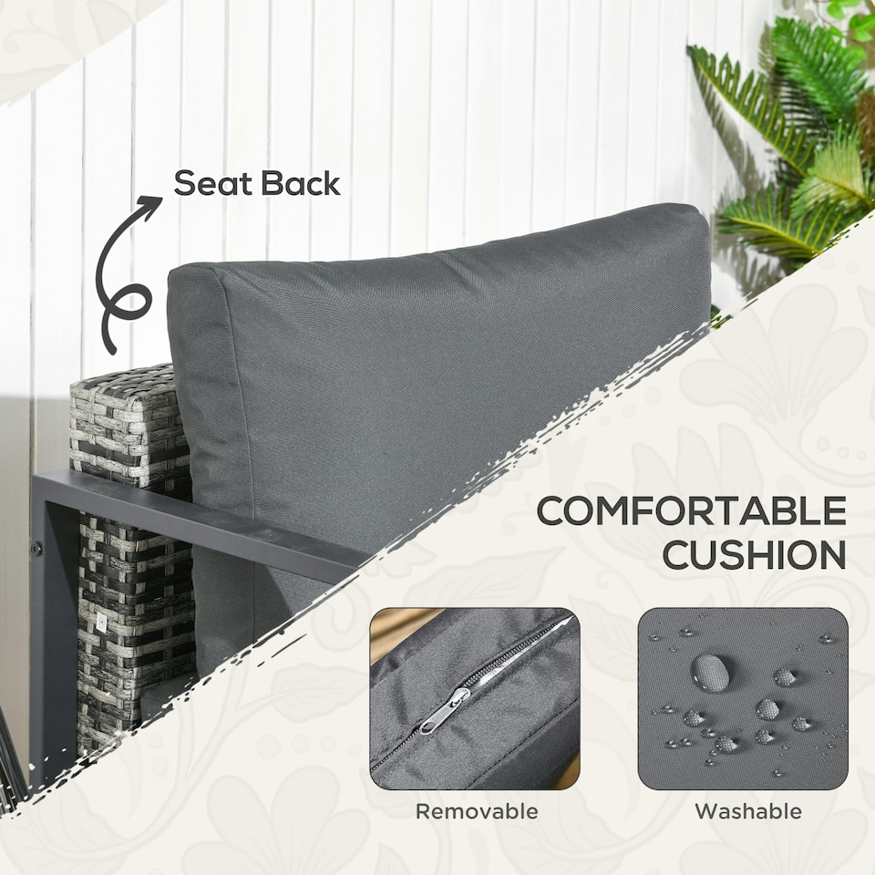 image 1 of Outsunny 6 PCs Rattan Garden Furniture Set with Table Cushion
