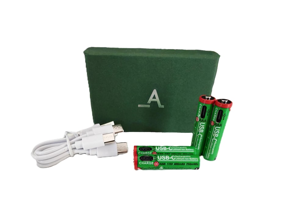 image 1 of Accuratus Power-Up Rechargeable AAA Batteries x4 - USB-C - Lithium-ion Battery Set
