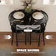 image 4 of HOMCOM Breakfast Bar Table and Stools Set, Dining Room Set with Shelf, Black | Black | Black