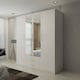 image 2 of Modern Space-Saving 4-Door Hinged Wardrobe with Central Mirrored Doors - 8 Shelves & 2 Drawers, 171cm Wide