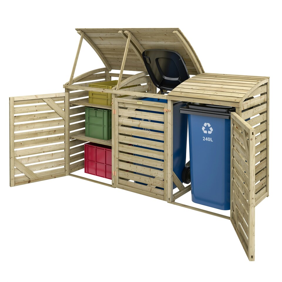 image 1 of Rowlinson Timber Double Bin Store With Single Box Store Brown