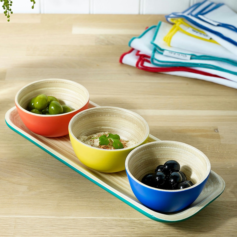 image 1 of Sur La Table Colour Me Happy Tray & Dipping Bowls