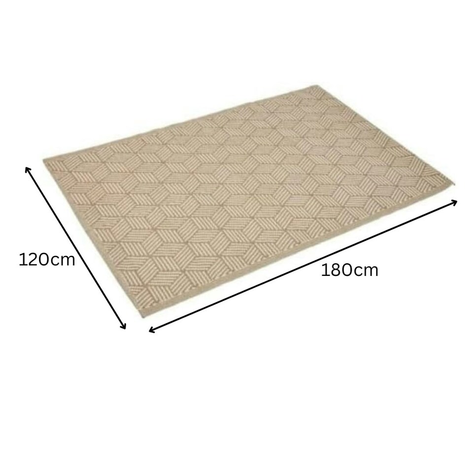 image 1 of Marco Paul Mocha Geometric Design Outdoor Rug 150x210cm Cream | 180 x 120cm