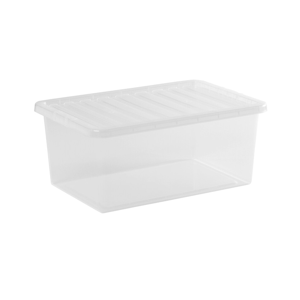 image 1 of Wham Crystal 5 x 45L Stackable Plastic Storage Boxes with Lids Clear
