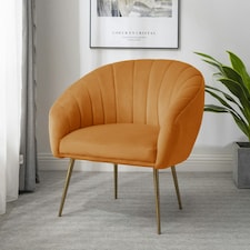 Helena Velvet Accent Chair - Orange