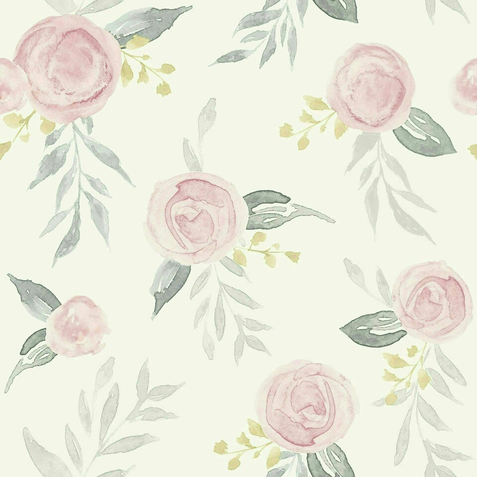image 1 of York Premium PSW1010RL Watercolor Roses Peel & Stick Wallpaper, Pink Multi
