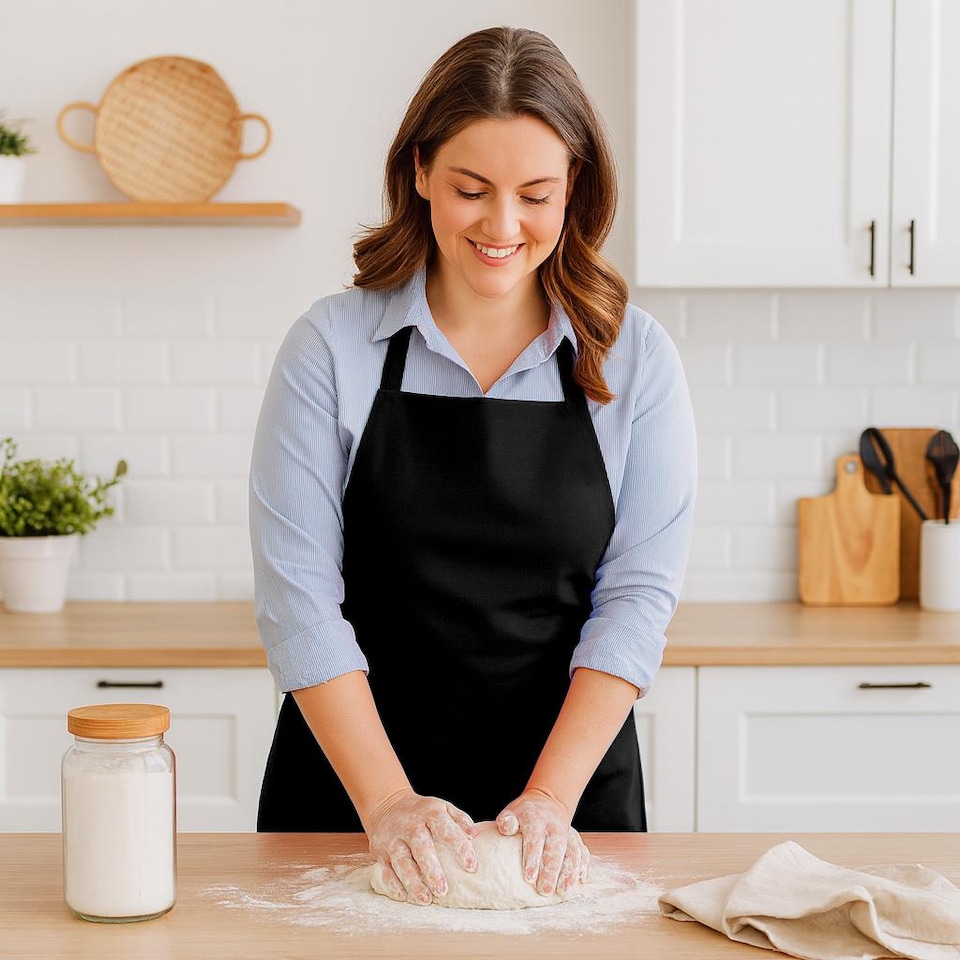 image 1 of Nicola Spring Cotton Kitchen Bib Apron - One Size - Black