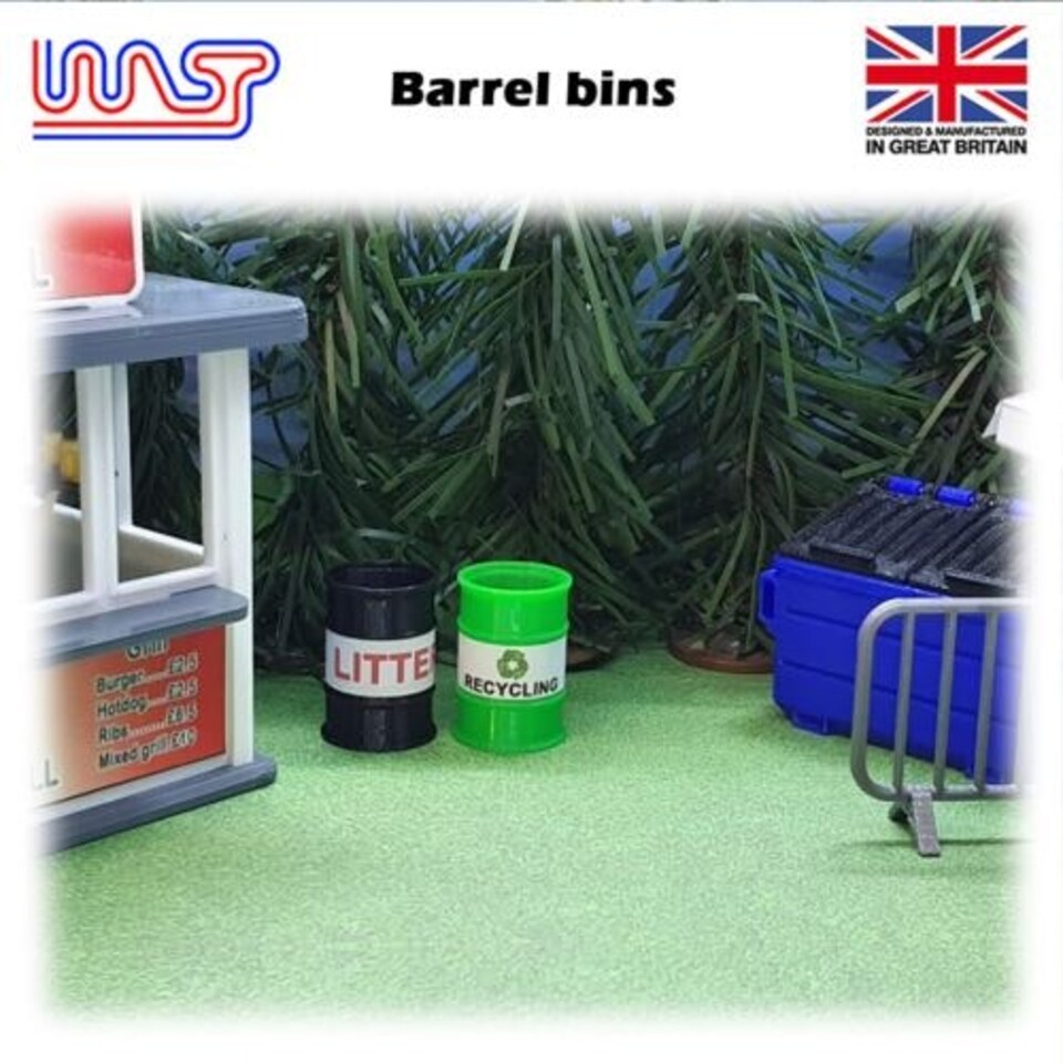 image 1 of Slot Car Scenery Track Side Black Rubbish Barrels x 5 WASP NEW