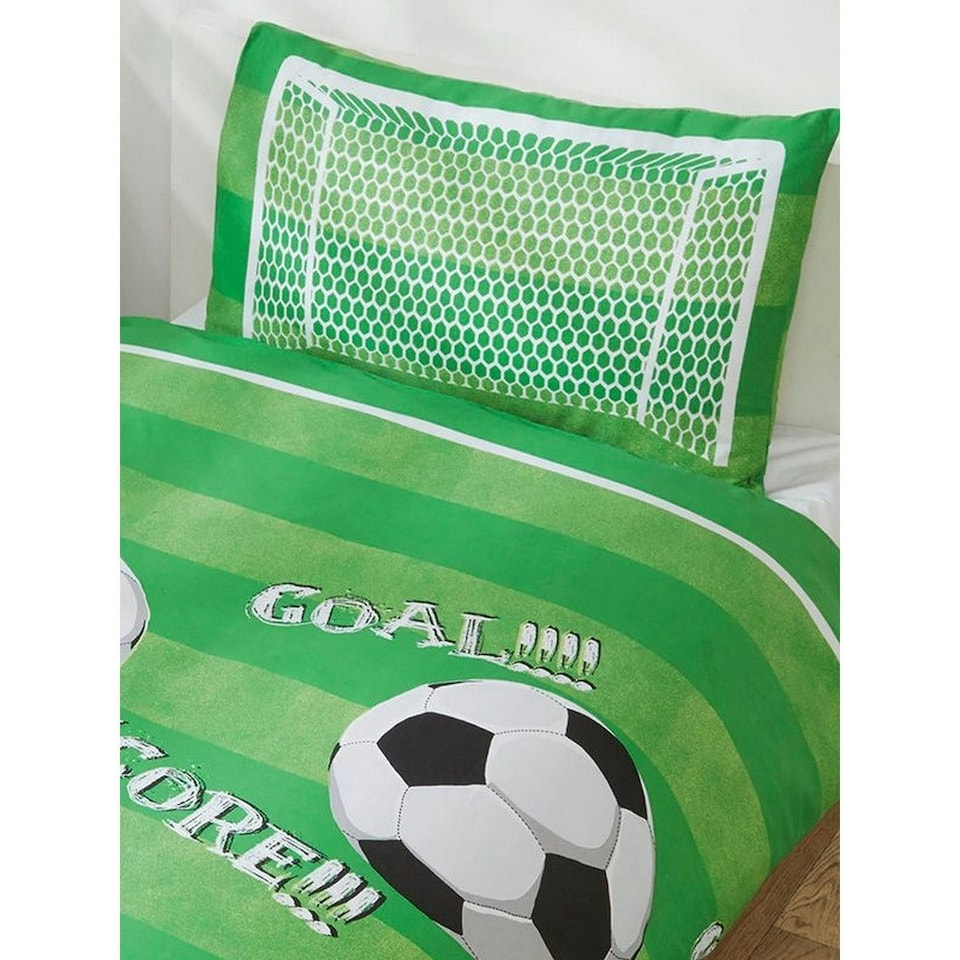 image 1 of Rapport Goal Football Duvet Cover Set - Green/White - Single