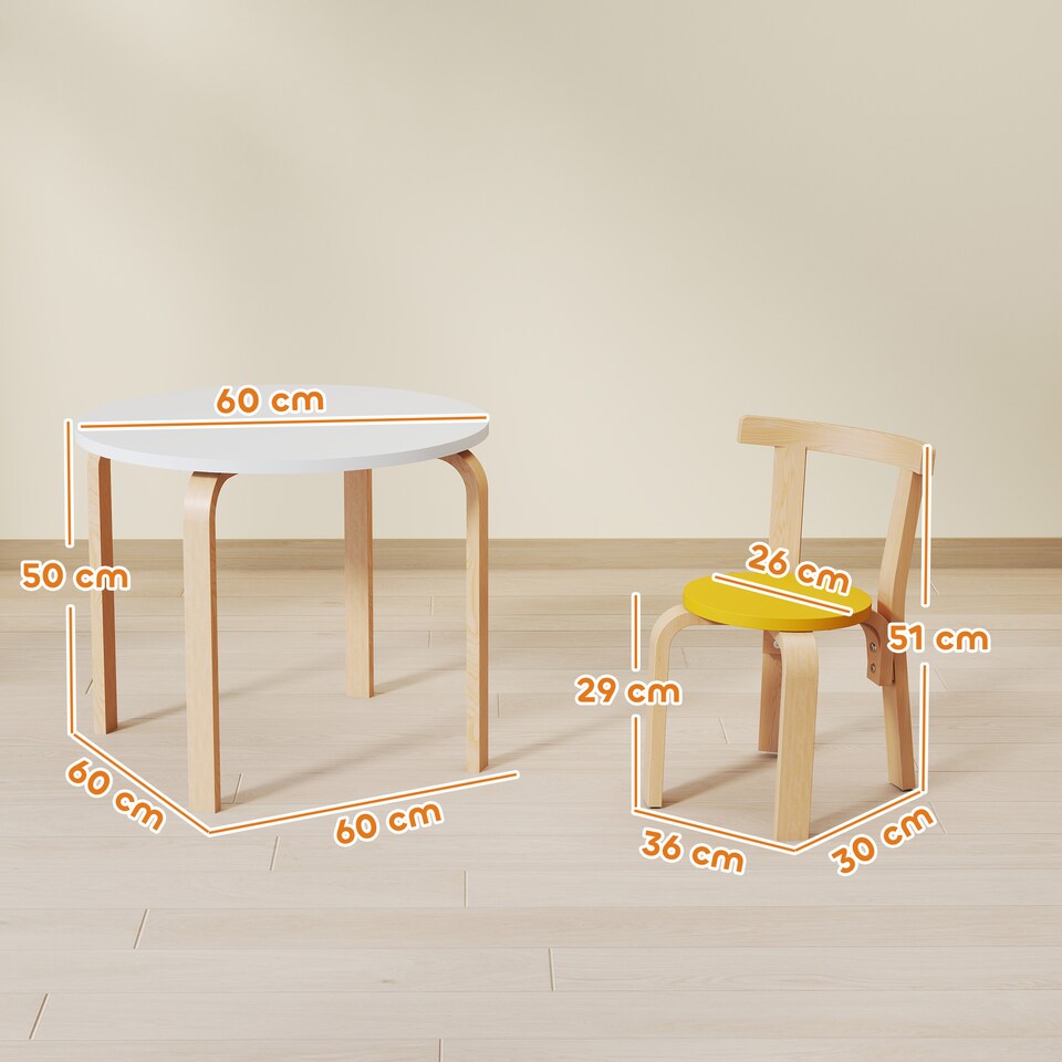 image 1 of AIYAPLAY 5 Piece Kids Table and Chairs Set Wood for 3-8 Years for Art Crafts