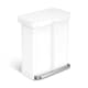 image 1 of Simplehuman 58L Recycling Rectangular Pedal Bin with Liner Pocket, Wihte Steel with White Plastic Lid