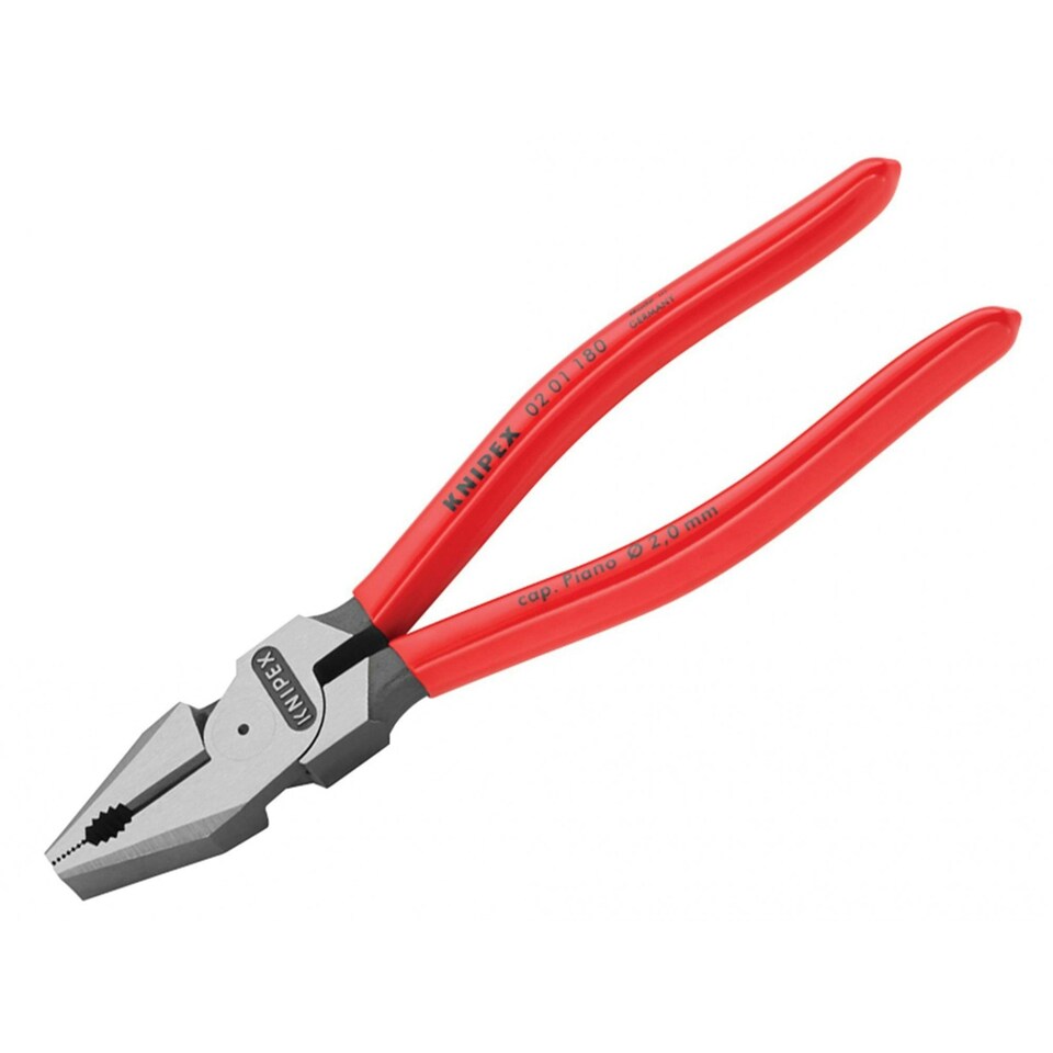 Knipex 02 01 Series High Leverage Combination Pliers, Plastic Coated Grip - Multi Colour - 180mm