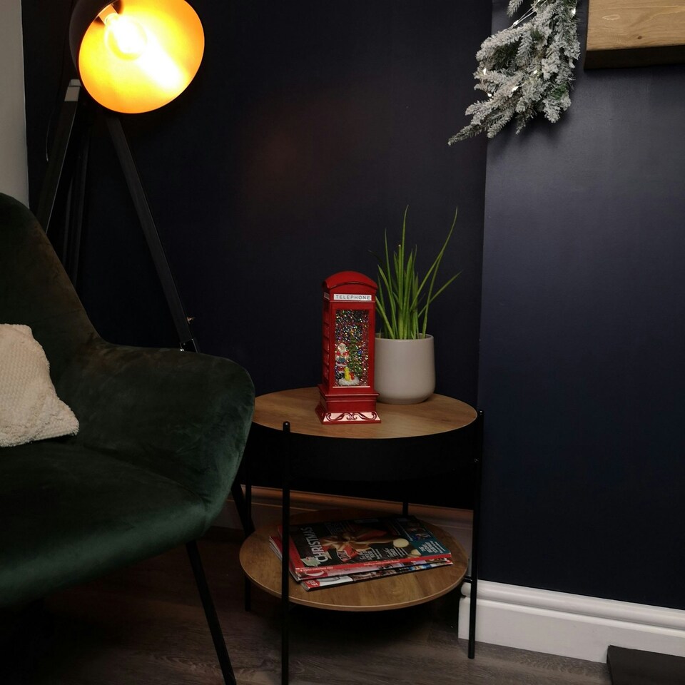 image 1 of 26cm Battery Operated Light up SnowSwirl Santa Speaking! Christmas Decoration with LEDs
