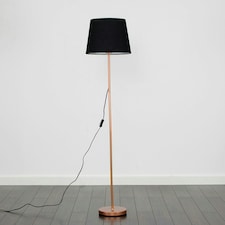 ValueLights Charlie Copper Floor Lamp Black Taper Shade 