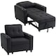 image 1 of HOMCOM 3-in-1 Single Sofa Bed, Convertible Sleeper Chair with Adjustable Backrest, Fabric Pull Out Chair Bed with Pillow, Side Pockets and Cup Holders for Living Room, Bedroom, Black | Black
