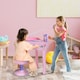image 2 of HOMCOM 37 Key Musical Mini Piano Electrionic Keyboard Microphone Stool Pink | Pink
