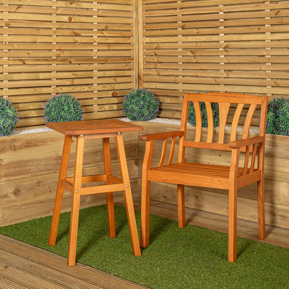 image 1 of 73 x 45cm Outdoor Kapalua Wooden Slatted Garden Side Table Brown