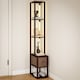 image 2 of HOMCOM Floor Lamp with Shelves, LED Column Modern Standing Lamp with Fabric Drawer, Adjustable Brightness, Foot Switch for Living Room, Bedroom, Office, Dark Brown | Brown