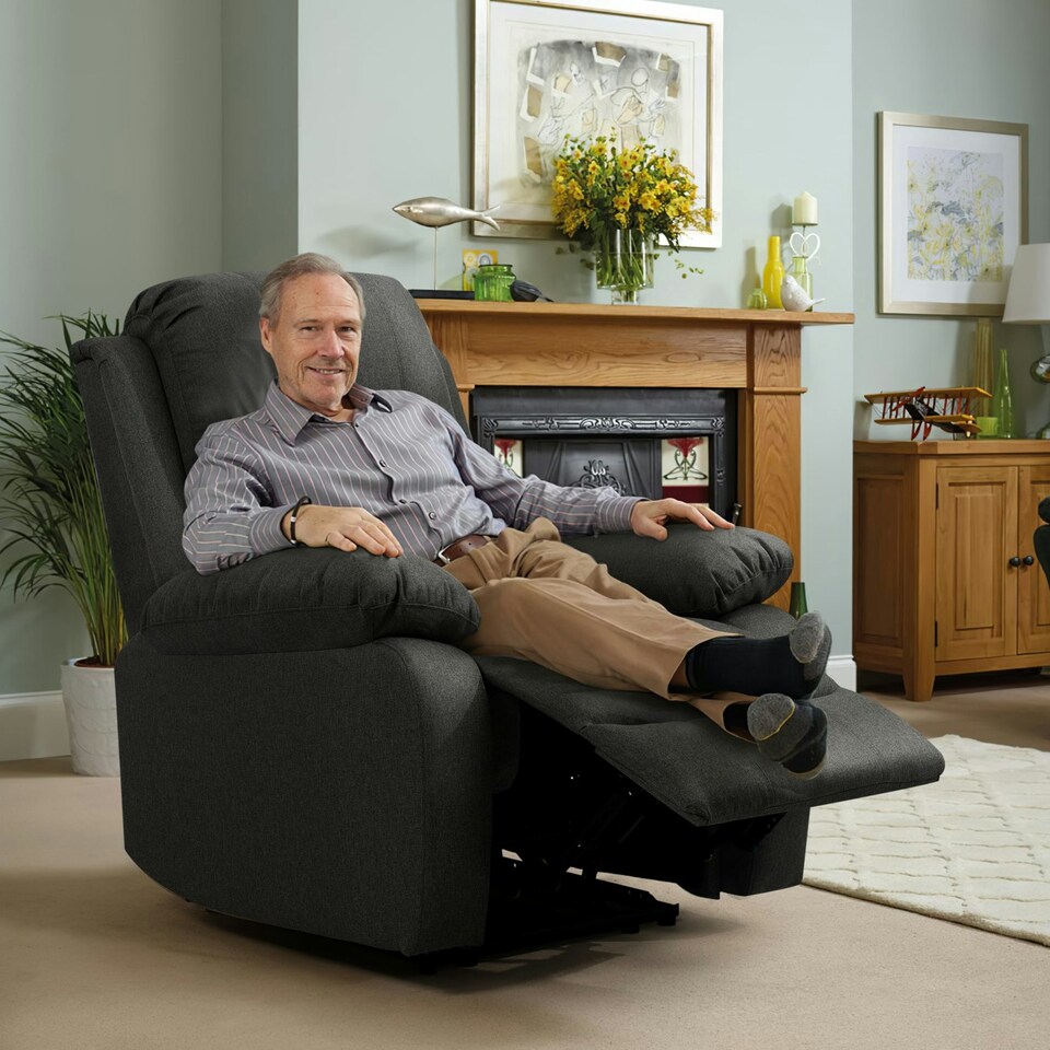 image 1 of Fabric Reclining Arm Chair In Dark Grey