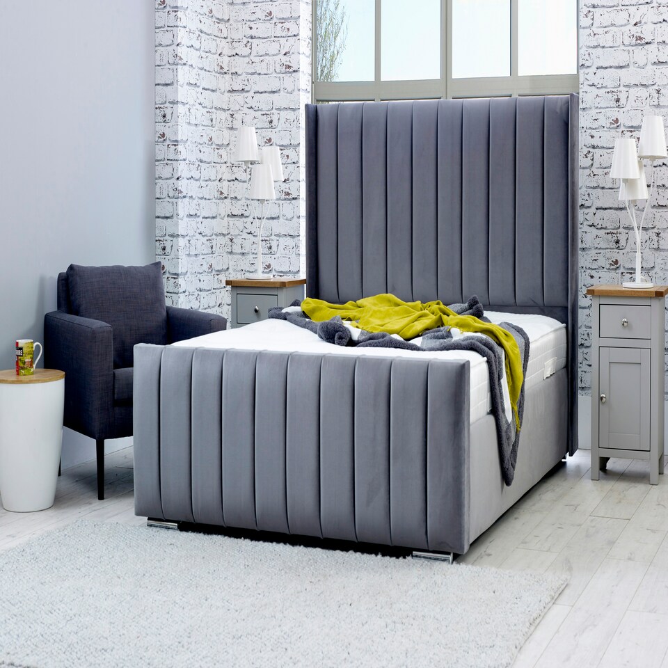image 1 of Caira Plush Superking Bed Frame - Steel