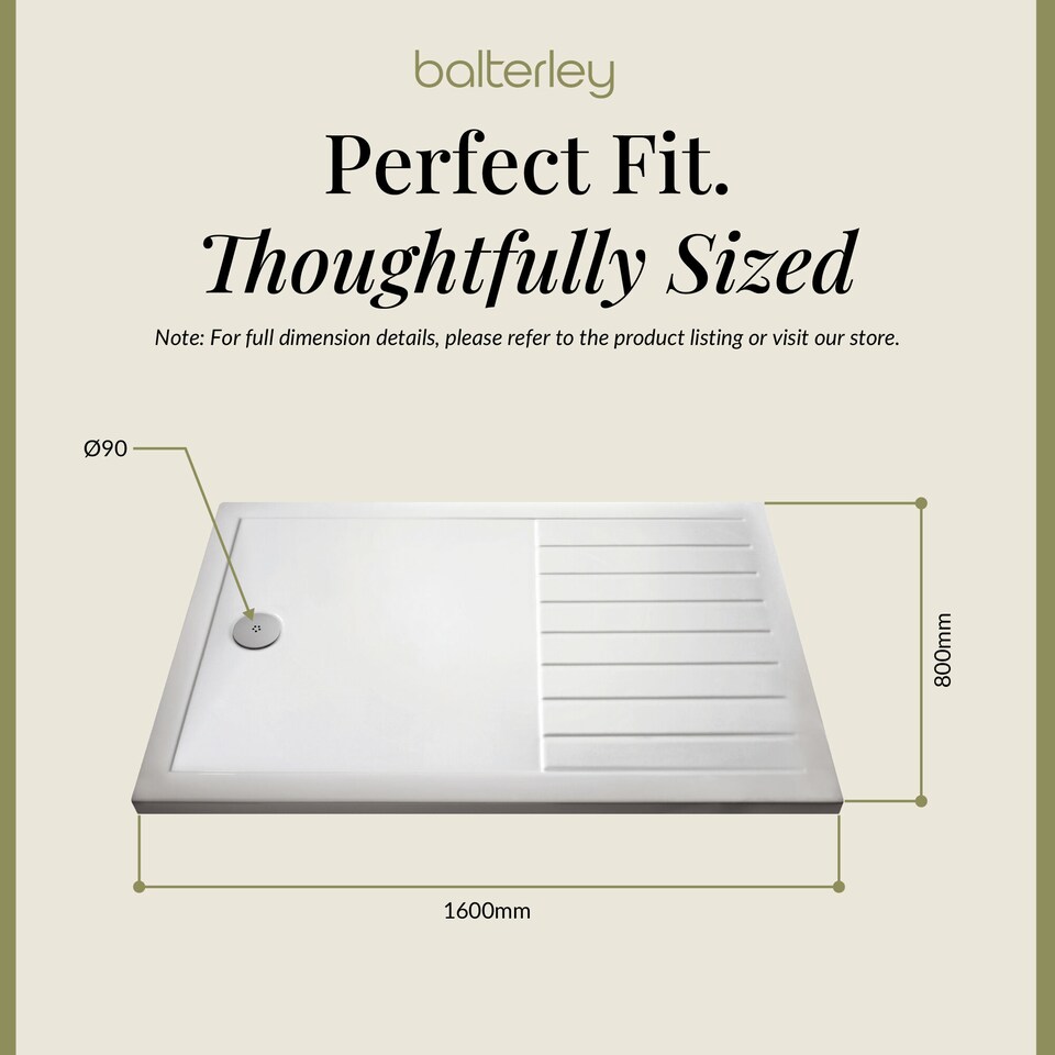 image 1 of Premium Walk In Shower Tray White 1600mm x 800mm | White | White | 1