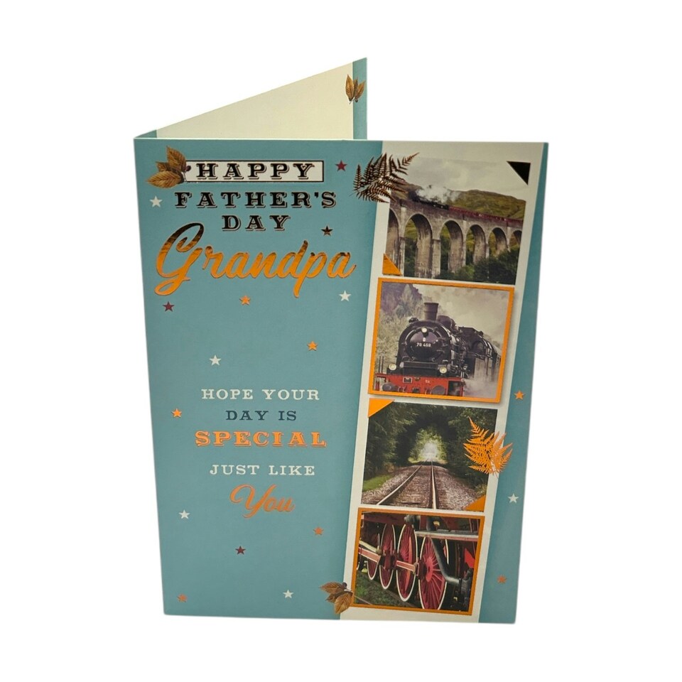 image 1 of For Grandpa Vintage Style Photographic Train Design Father's Day Card