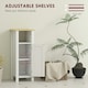 image 4 of kleankin Narrow Bathroom Storage Cabinet with Open Shelf, White White