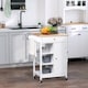 image 2 of HOMCOM Kitchen Trolley, Kitchen Island on Wheels, w Wood Top, 3 Shelves and Storage Cupboard, White