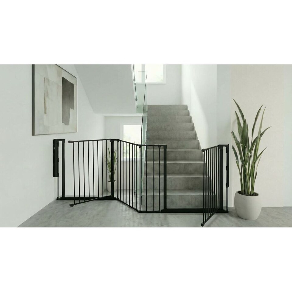 image 1 of Safetots Two Door Multi Panel Solution for Up and Down Staircases, Black, 174cm of length, includes 2 Door Opening Panels