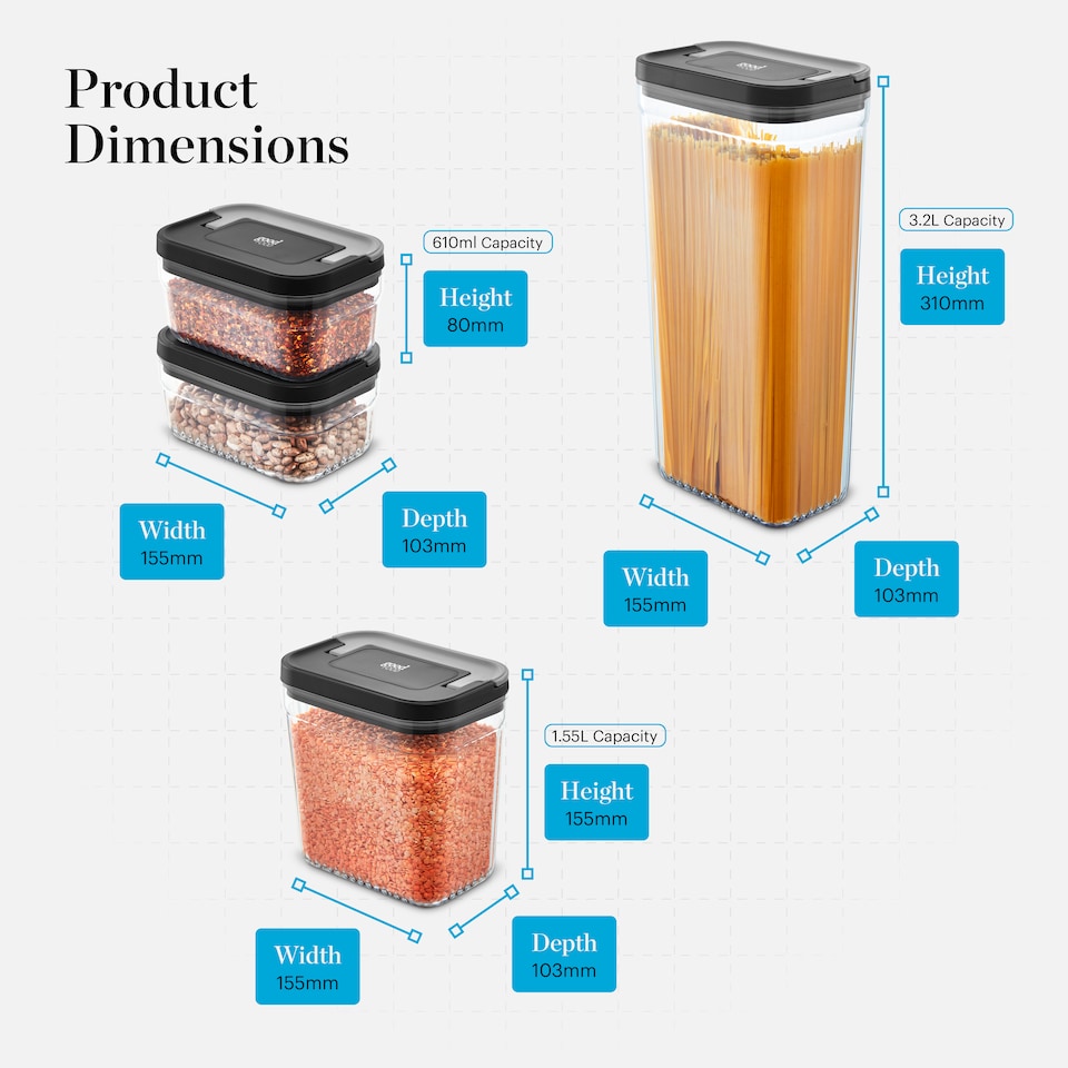 image 1 of GF847080 Good Food in partnership with Tower 4 Piece Food Storage Set, Stackable Design, 1x Large, 1x Medium, 2 x Small, Transparent